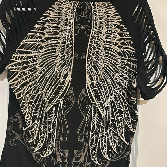 Women's t shirt with shredded arms and wings on front and back - Picture 5 of 5